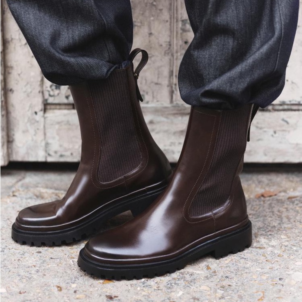 Zara Chunky Sole Flat Ankle Boots US 6.5